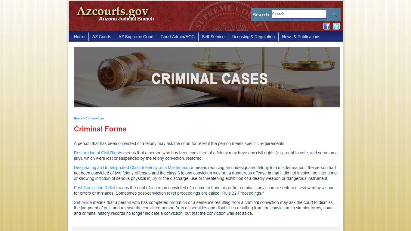 Criminal Law Forms - Arizona Judicial Branch